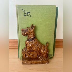 Scottish Terrier Dog Bookend Doorstop Vintage Library Decor Art Schnauzer Fence